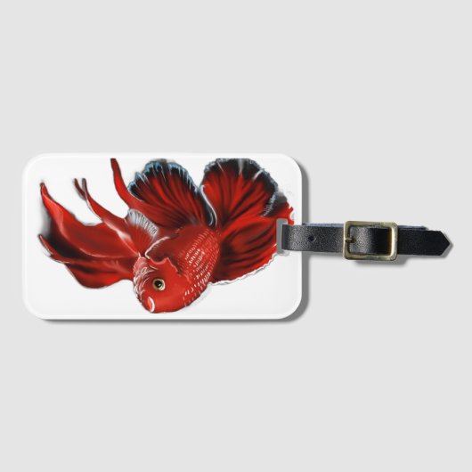 Ein lebendiger roter Kampffisch schwimmt. Gepäckanhänger (Vorderseite (Horizontal))