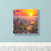 Ein lebendiger Sonnenuntergang über einer abwechsl Leinwanddruck (Insitu (Holzboden))