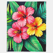 Ein lebendiger tropischer Hibiskus Fleecedecke (Vorderseite)