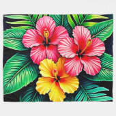 Ein lebendiger tropischer Hibiskus Fleecedecke (Vorderseite (Horizontal))