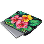 Ein lebendiger tropischer Hibiskus Laptopschutzhülle (Vorne Knopf)