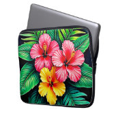 Ein lebendiger tropischer Hibiskus Laptopschutzhülle (Vorderseite Links)