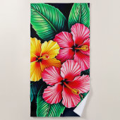 Ein lebendiger tropischer Hibiskus Strandtuch (Vorderseite)