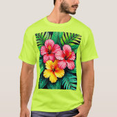 Ein lebendiger tropischer Hibiskus T-Shirt (Vorderseite)