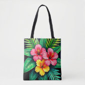 Ein lebendiger tropischer Hibiskus Tasche (Vorderseite)