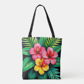 Ein lebendiger tropischer Hibiskus Tasche (Rückseite)