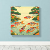 Ein lebendiger Ukiyo-e-Teich Leinwanddruck (Insitu (Holzboden))