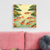 Ein lebendiger Ukiyo-e-Teich Leinwanddruck (Insitu (Wohnzimmer))
