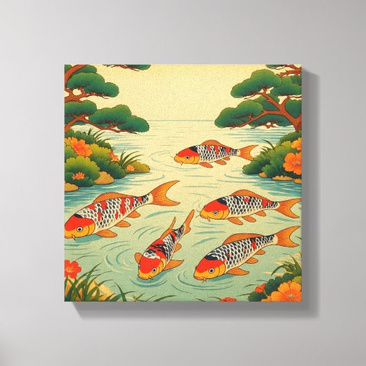 Ein lebendiger Ukiyo-e-Teich Leinwanddruck (Vorderseite)