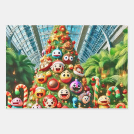 Ein lebendiger und skurriler Christbaum Geschenkpapier Set