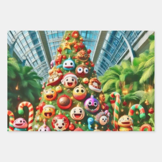 Ein lebendiger und skurriler Christbaum Geschenkpapier Set (Vorderseite)
