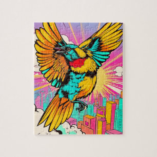 Ein lebendiger Vogel steigt hoch Puzzle
