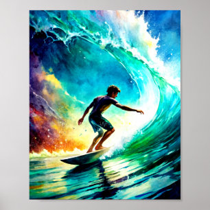 Ein lebendiges Bild eines Surfposters Poster
