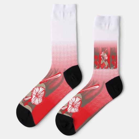 Ein lebendiges Grafikdesign mit einem roten, gemus Socken (Linkes Detail)