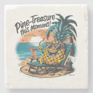Ein lebendiges, humorvolles Design mit Ananas Steinuntersetzer