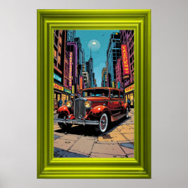 Ein lebendiges Kunstwerk im Retro-Stil mit einem k Poster