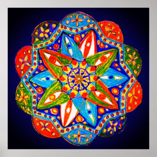 Ein lebendiges Mandala Poster