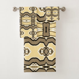 Ein lebendiges mehrfarbiges Stoffmuster-Design Badhandtuch Set