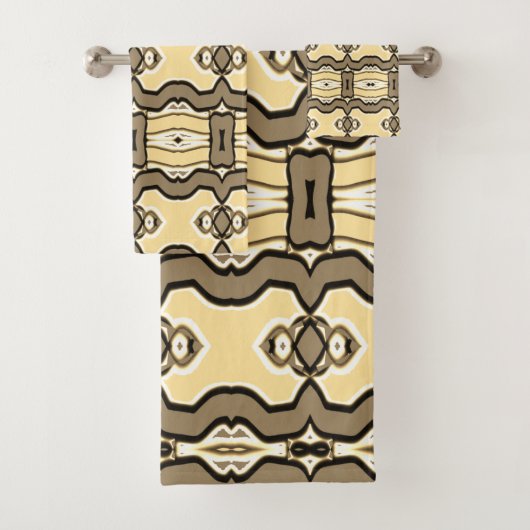 Ein lebendiges mehrfarbiges Stoffmuster-Design Badhandtuch Set (Insitu)