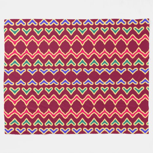 Ein lebendiges, mehrfarbiges Stoffmuster-Design Fleecedecke (Vorderseite (Horizontal))