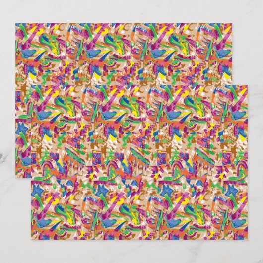 Ein lebendiges modernes Kunstwerk mit rosa und mu Einladung (Vorne/Hinten)