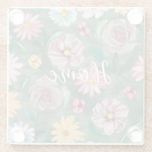 Ein lebendiges Muster grüner Blume - Zuhause Glasuntersetzer (Rückseite)