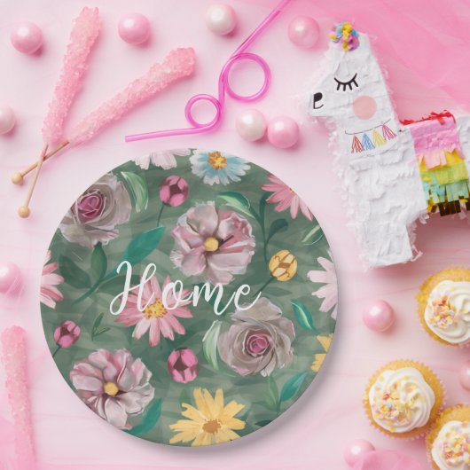 Ein lebendiges Muster grüner Blume - Zuhause Pappteller (Party)