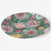 Ein lebendiges Muster grüner Blume - Zuhause Pappteller (Schrägansicht)