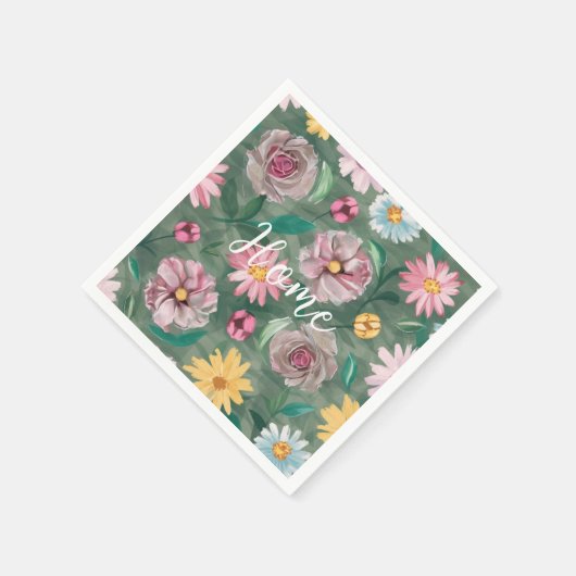 Ein lebendiges Muster grüner Blume - Zuhause Serviette (Ecke)