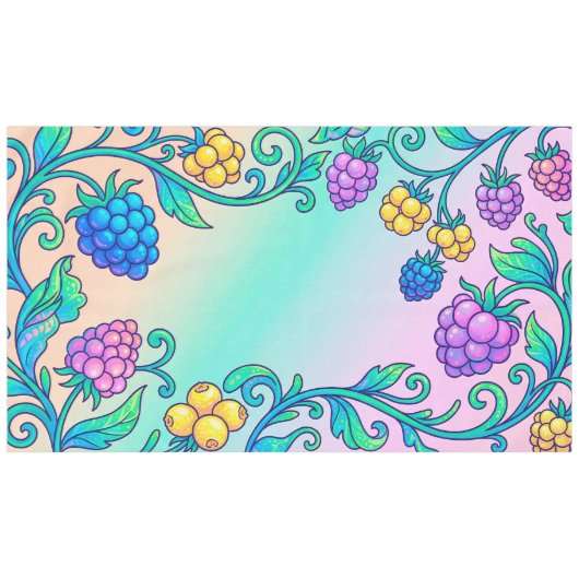 Ein lebendiges psychedelisches Beerenmuster Tischdecke (Vorderseite (Horizontal))