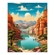 Ein lebendiges Retro Grand Canyon Art Poster