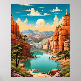 Ein lebendiges Retro Grand Canyon Art Poster