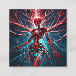 Ein lebendiges rotes devilisches Skelett ist ein B Quadratische Visitenkarte