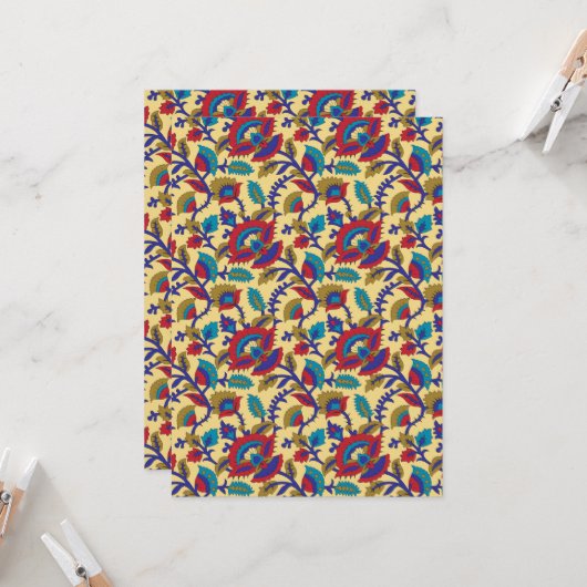 Ein lebendiges Stück Textilkunst mit fett roten Au Einladung (Vorderseite/Rückseite Beispiel)