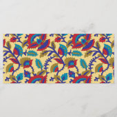 Ein lebendiges Stück Textilkunst mit fett roten Au Menükarte (Vorderseite)