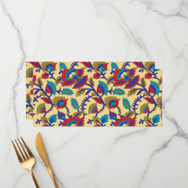 Ein lebendiges Stück Textilkunst mit fett roten Au Menükarte