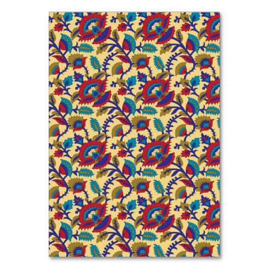 Ein lebendiges Stück Textilkunst mit fett roten Au Tischnummer (Vorderseite)