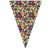 Ein lebendiges Stück Textilkunst mit fett roten Au Wimpelkette (Erste Fahne)