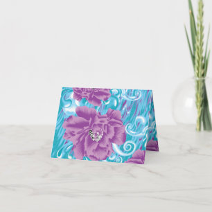 Ein lebendiges Textildesign mit lila und türkis Einladung