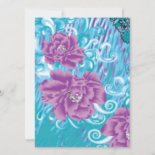 Ein lebendiges Textildesign mit lila und türkis Karte