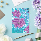 Ein lebendiges Textildesign mit lila und turq-Char Acryleinladungen (In Situ (Hochzeit))