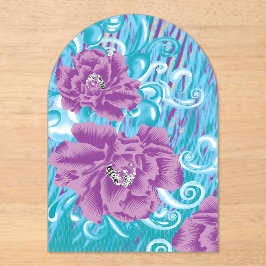 Ein lebendiges Textildesign mit lila und turq-Char Acryleinladungen