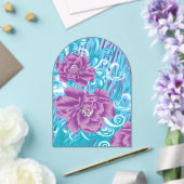 Ein lebendiges Textildesign mit lila und turq-Char Acryleinladungen (Insitu (Hochzeit))