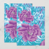 Ein lebendiges Textildesign mit lila und turq-Char Begleitkarte (Vorne/Hinten)