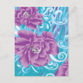 Ein lebendiges Textildesign mit lila und turq-Char Begleitkarte (Rückseite)