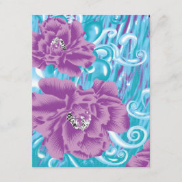 Ein lebendiges Textildesign mit lila und turq-Char Begleitkarte