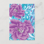 Ein lebendiges Textildesign mit lila und turq-Char Begleitkarte (Rückseite)