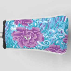 Ein lebendiges Textildesign mit lila und turq-Char Golf Headcover
