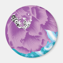 Ein lebendiges Textildesign mit lila und turq-Char Magnet