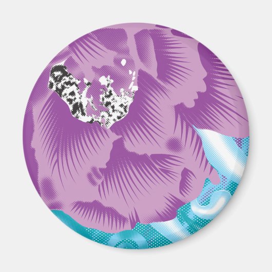 Ein lebendiges Textildesign mit lila und turq-Char Magnet (Vorne)